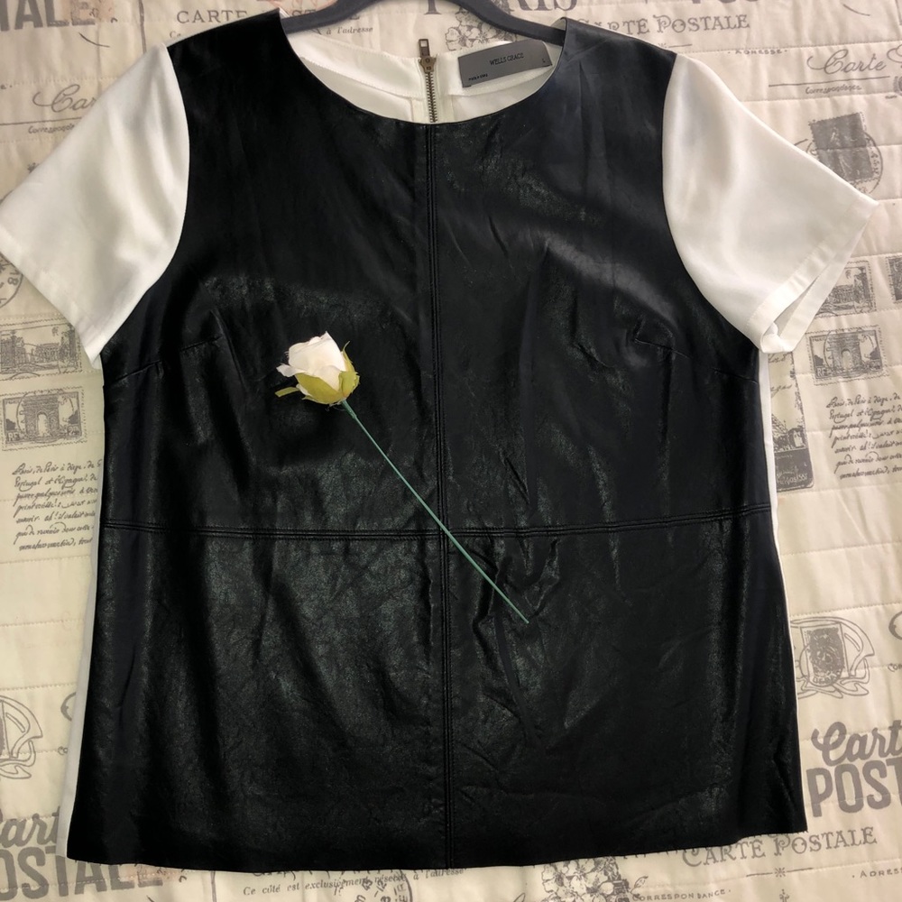 🔥Faux leather blouse